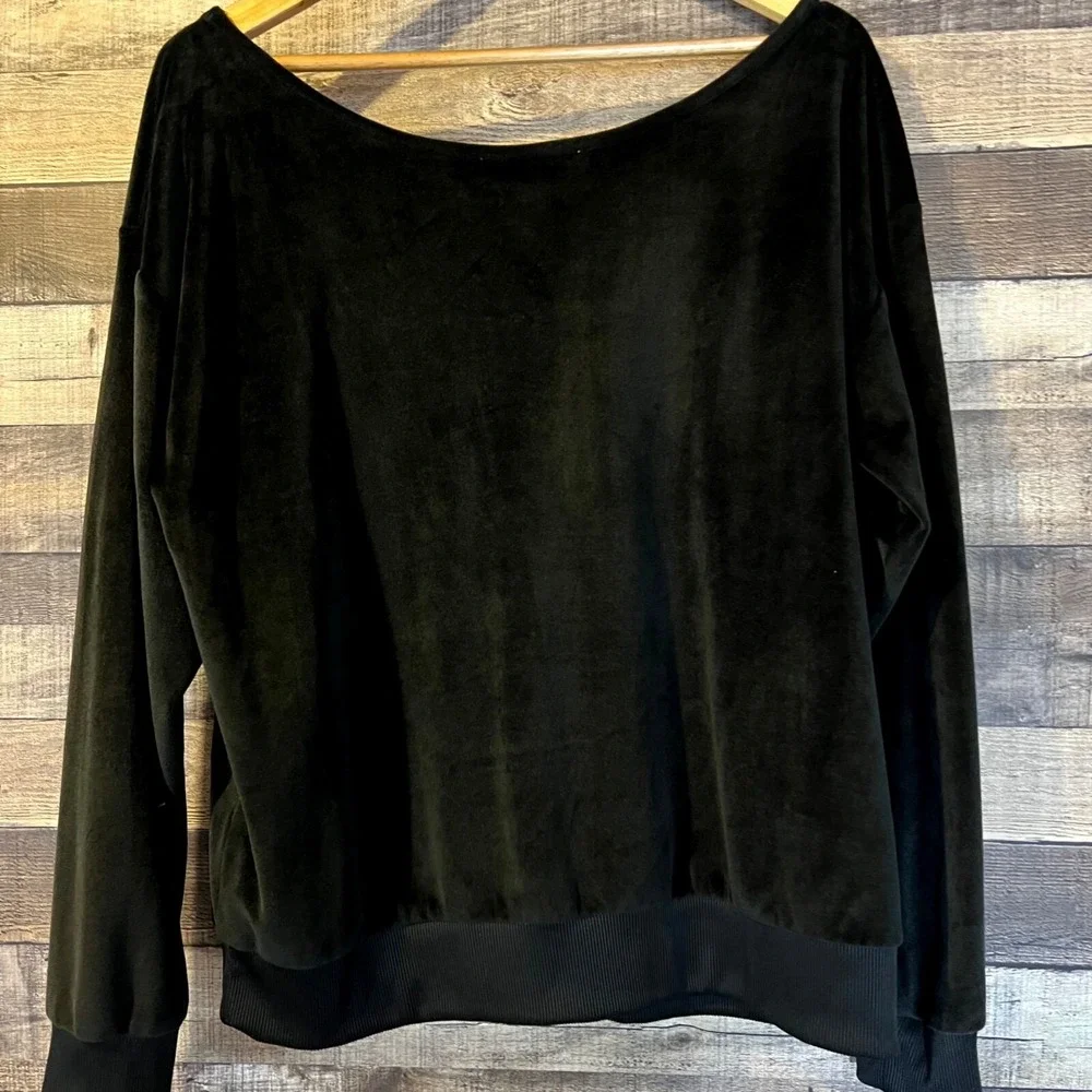 Michael‎ Kors Women's Black Velour Sweatshirt XL Minimalist Classic